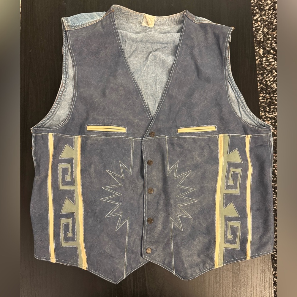 Vintage Denim and Faux Suede Vest